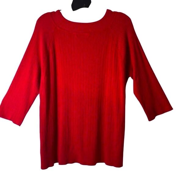Dressbarn 18/20 red fine cable and rib sweater three quarter sleeve - Picture 3 of 11